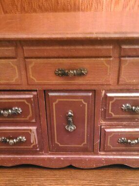 1970s Musical Jewelry Chest | Wooden Mini Dresser Armoire, Taiwan